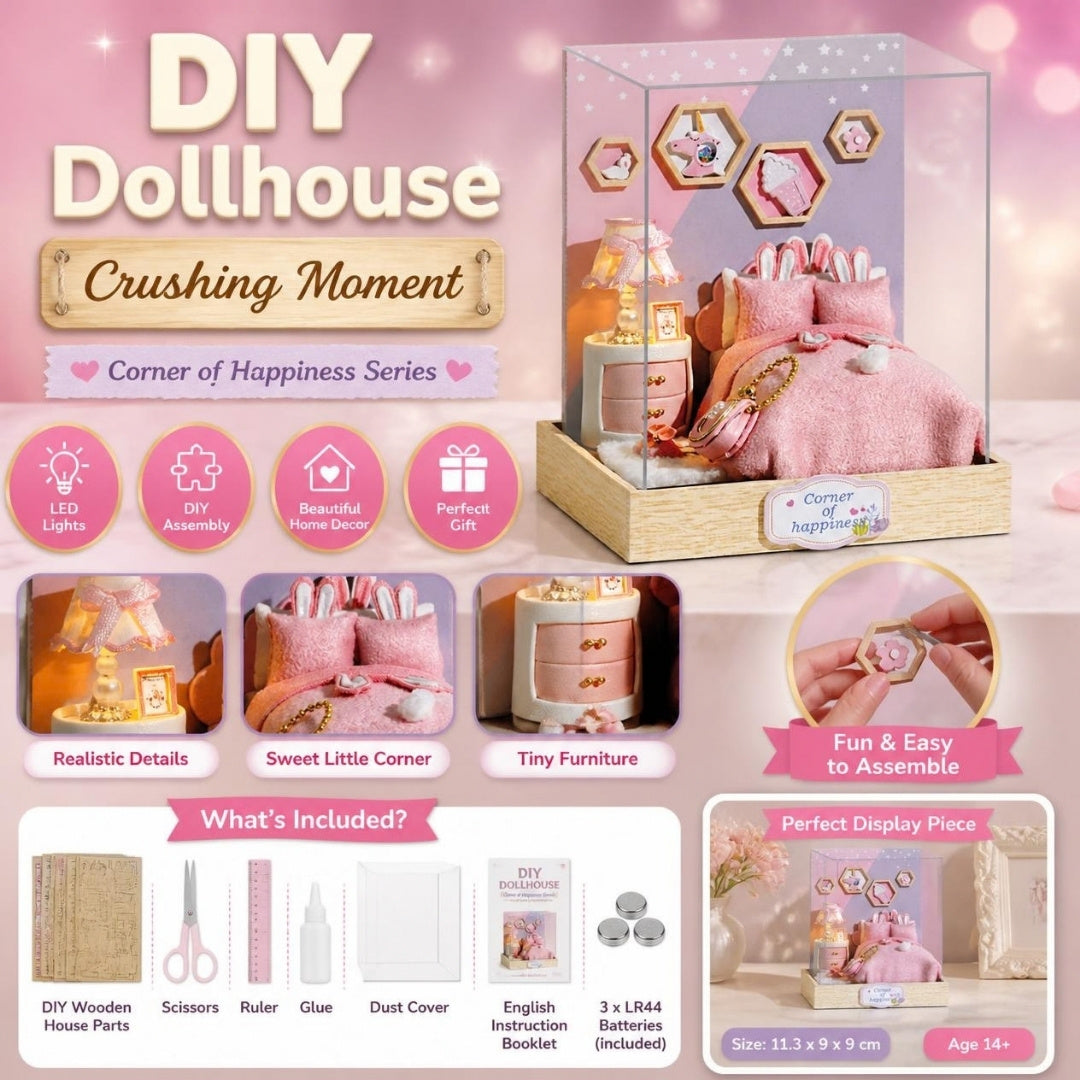 DIY Dollhouse Crushing Moment miniature kit - what's included and features