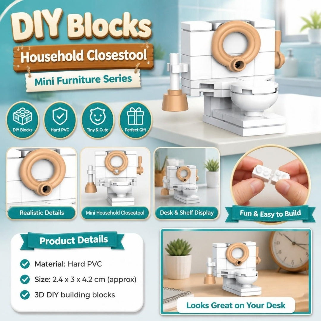 Decool 3D DIY Household Mini-Furniture Blocks Closestool - product details