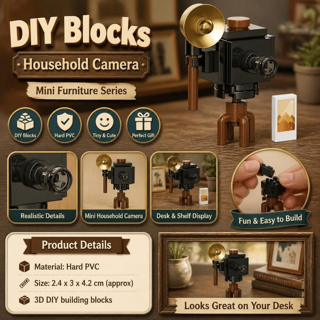 Decool 3D DIY Household Mini-Furniture Blocks Camera - product details