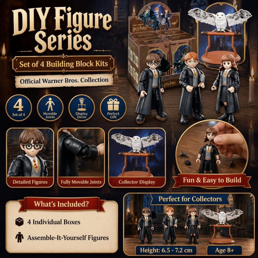 DIY figure series set of 4 building block kits - what's included and size