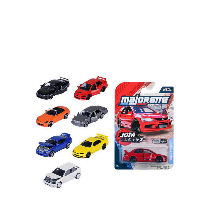 Majorette JDM Legends Premium Cars, 6-asst. - Sporty Japanese Drift Models with Freewheel and Opening - Parts Car Model - Set of 6