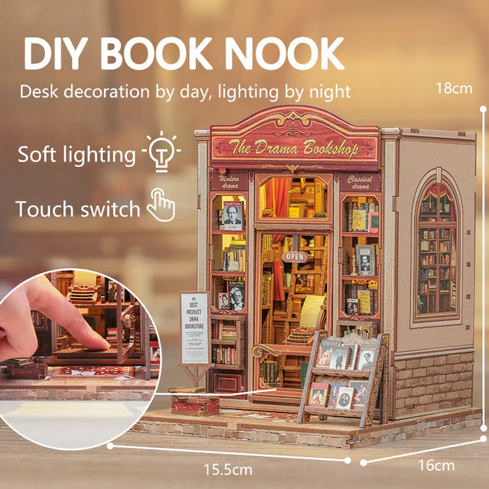 CUTEBEE DIY Book Nook Kit - The Drama Bookshop