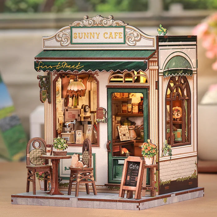 CUTEBEE DIY Book Nook Kit - Sunny Cafe