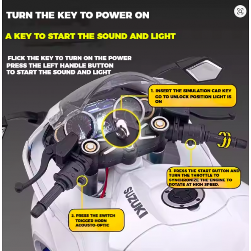 Suzuki Hayabusa GSX-1300R Alloy Model 1:6 Scale Collectible Alloy Metal Diecast Motorcycle Model with Sound, Light & Dynamic Display - Battery Operated