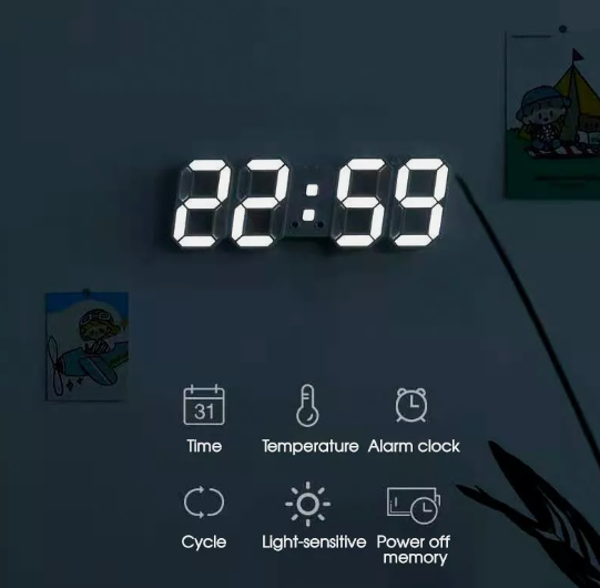 Led Alarm Clock - White