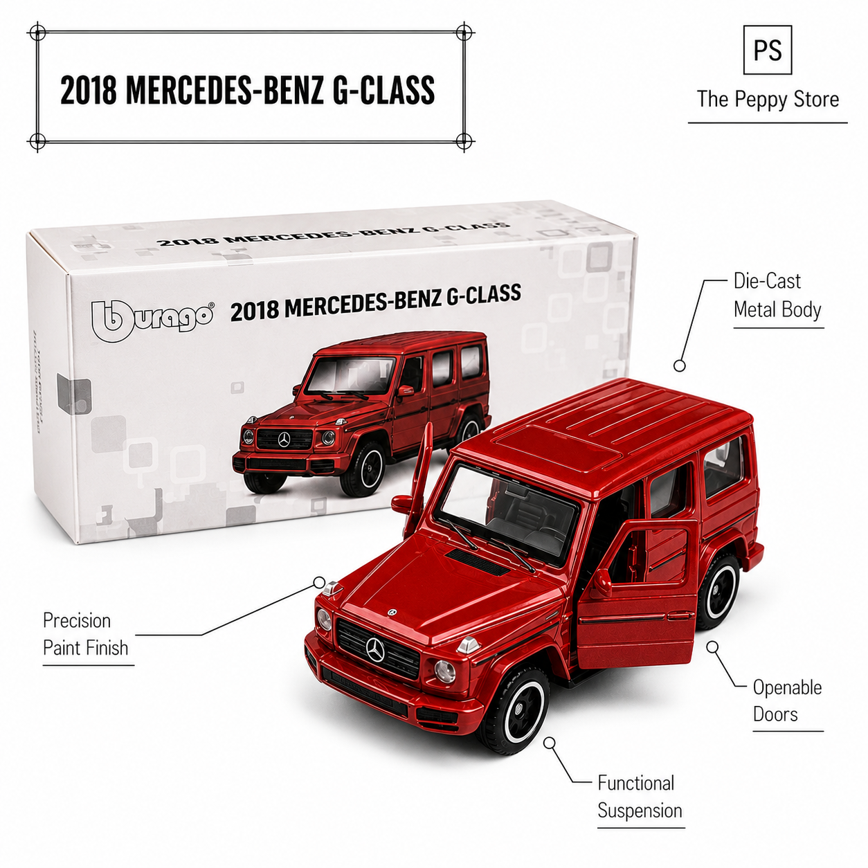 Official Bburago 2018 Mercedes Benz G-Class - 1 : 64 Diecast Scale Model