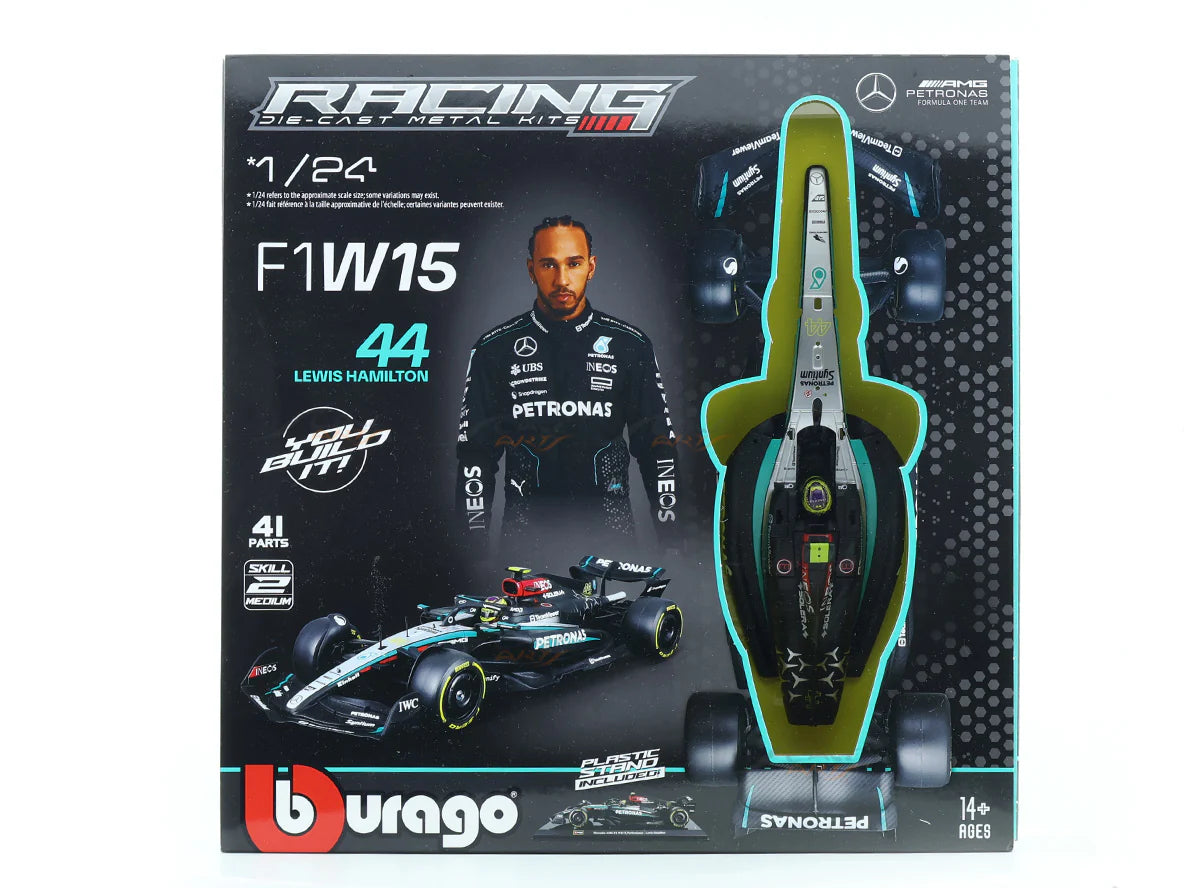 Bburago Mercedes-AMG PETRONAS F1 W15 Lewis Hamilton #44 Die-Cast Metal Kit – 1:24 Scale Formula 1 Collectible