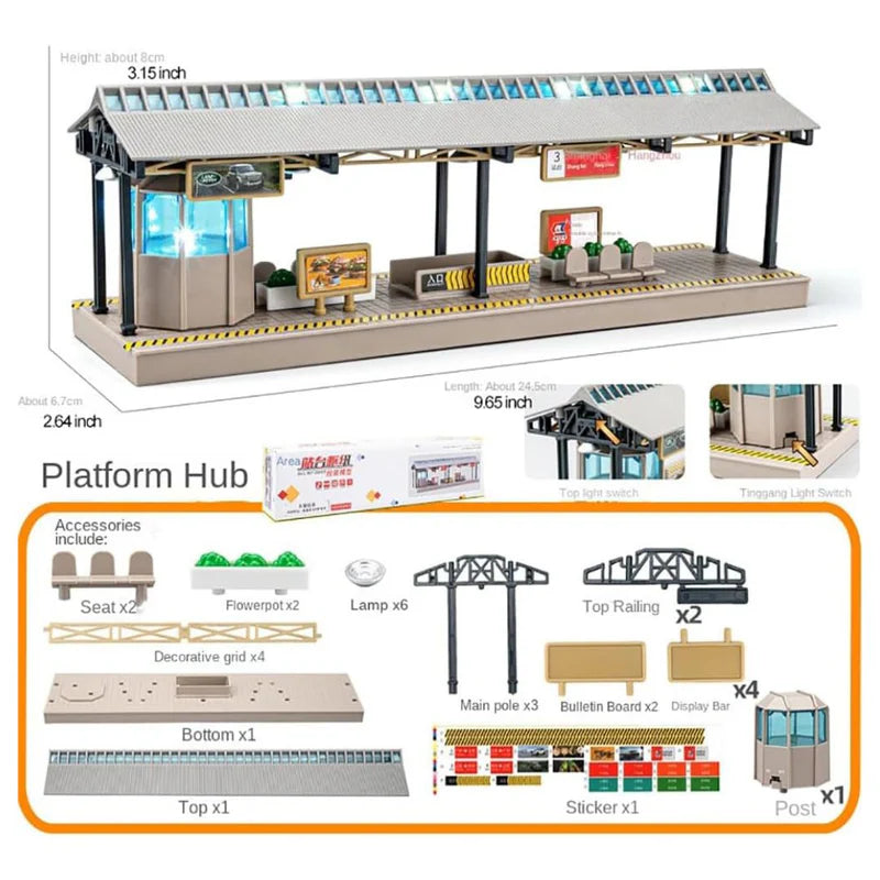 Railway Center Diorama With Lights for 1:64 Diecast Models - No Figures Included (No Cod Allowed On This Product) - Prepaid Orders Only