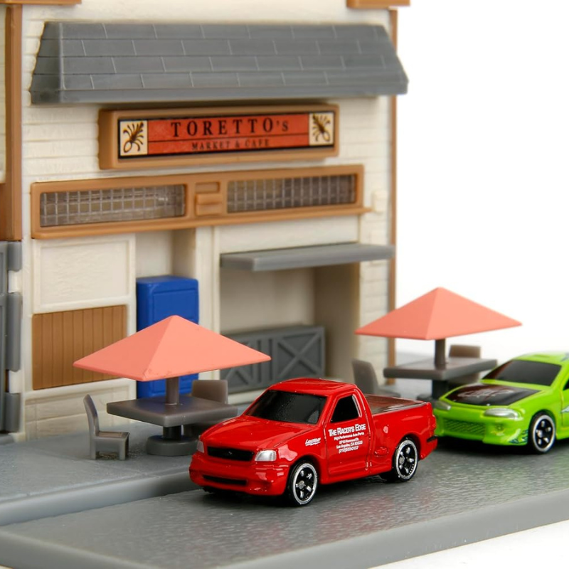 Jada Fast & Furious Nano Scene Toretto's Market & Cafe Diorama with 2 Nano Die-Cast Cars