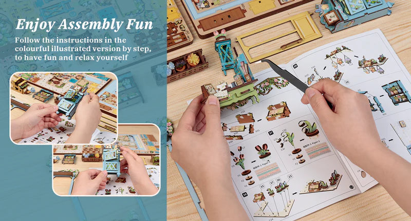 CUTEBEE DIY Book Nook Kit - Anna's Blue Blossom