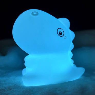 Dinosaur Night Light 7 Colors, Silicone Squishy Cat Lamp, Battery Operated Night Lights, Tap Control, Energy Saving LED Lamp Cute Gifts for Christmas, Nursery Nightlight