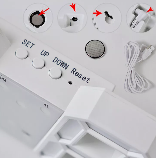 Led Alarm Clock - White