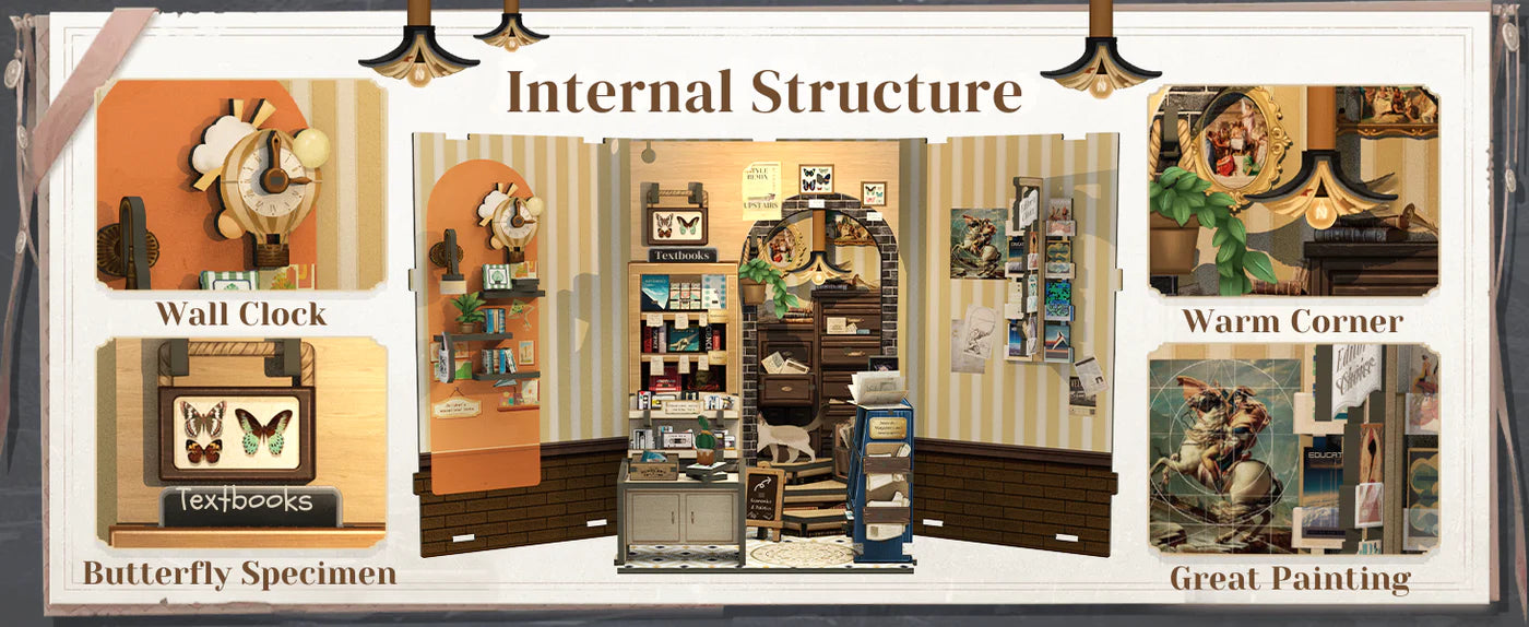 CUTEBEE DIY Book Nook Kit - The Scholar's Bookstore