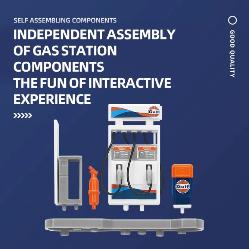 CCA Shell Gas Station Assembly Playset with Nissan GT-R & Shell Oil Tanker|Diorama