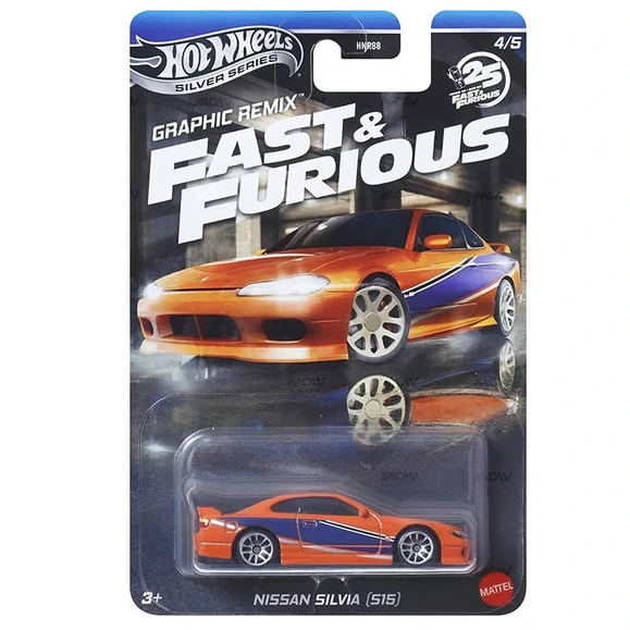 Hot Wheels Scale 1:64 Imported 2025 Fast and Furious Silver Series Graphic Remix - Set Of 5