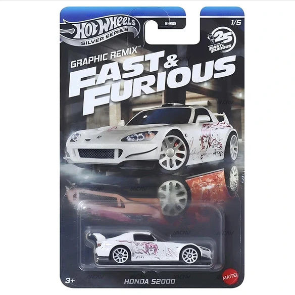 Hot Wheels Scale 1:64 Imported 2025 Fast and Furious Silver Series Graphic Remix - Set Of 5
