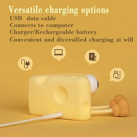 Cute Cheese Night Light - USB Chargeable Lamp