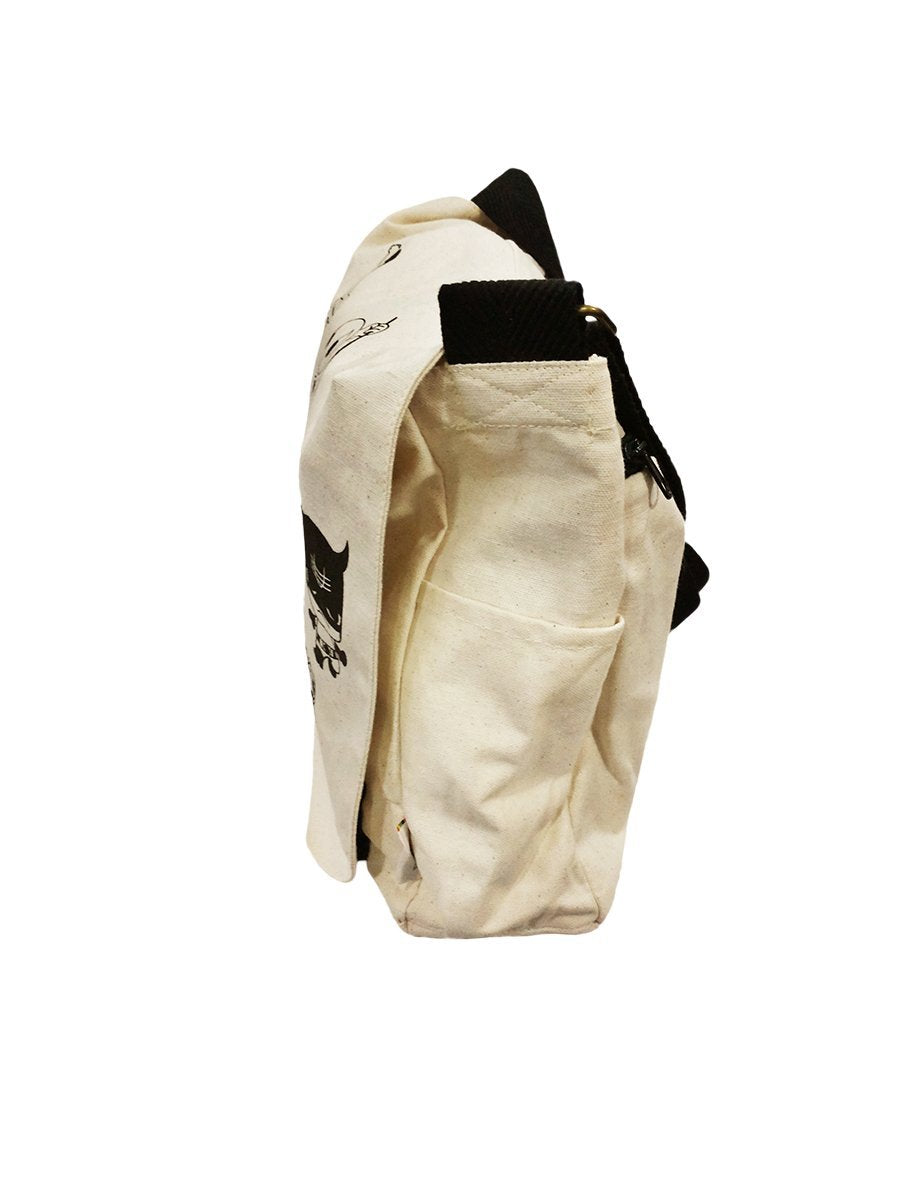 Unisex Cotton Canvas Superhero Territory Sling Bag One Size Black & White