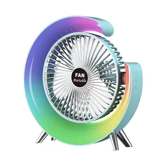Portable Rechargeable Colourful Desktop Fan (Select From Drop Down)