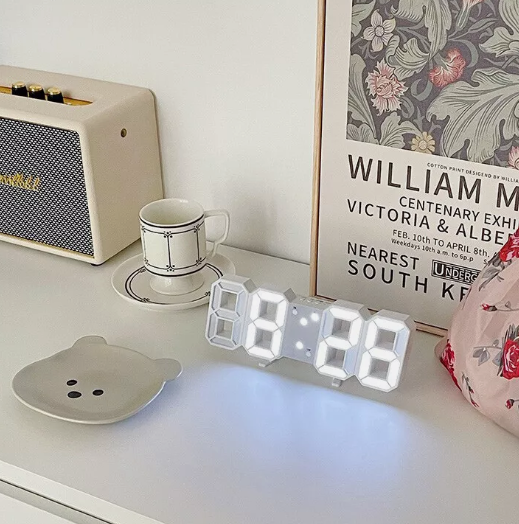 Led Alarm Clock - White