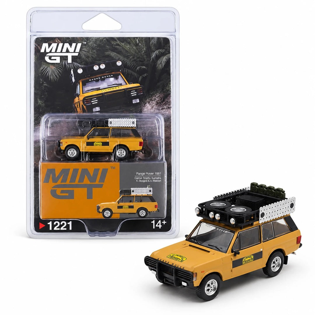 MINI GT #1221 Range Rover 1981 Camel Trophy Sumatra K. Stoppa & A. Valldorf (With Blister) 1:64 Diecast Model Car