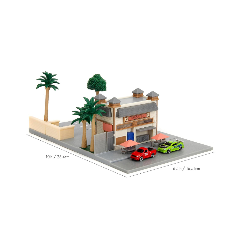 Jada Fast & Furious Nano Scene Toretto's Market & Cafe Diorama with 2 Nano Die-Cast Cars