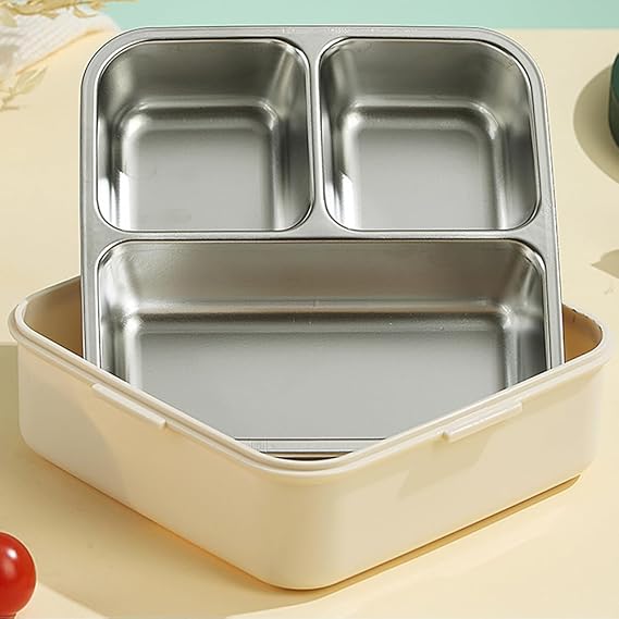 Dinosaur 5 Compartments Stainless Steel Lunch Box with Spoon and Salad Cup