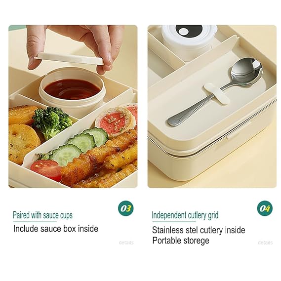 Dinosaur 5 Compartments Stainless Steel Lunch Box with Spoon and Salad Cup