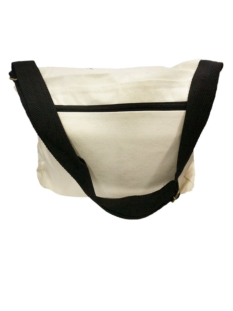 Unisex Cotton Canvas Superhero Territory Sling Bag One Size Black & White