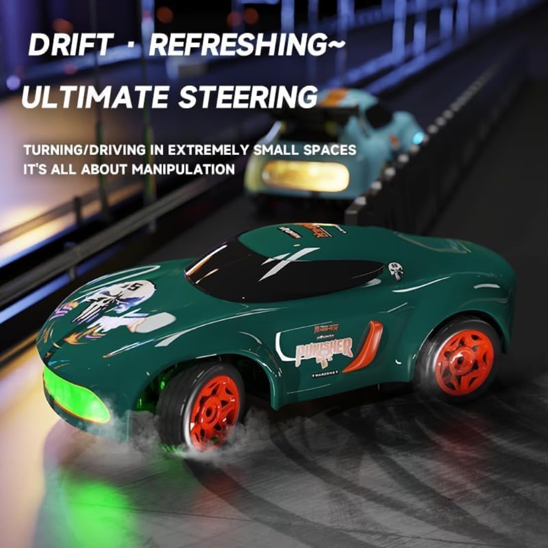 1:64 Mini RC Drift Car with RGB LED Lights | 2.4GHz High-Speed Remote Control Racing Car(Gray))
