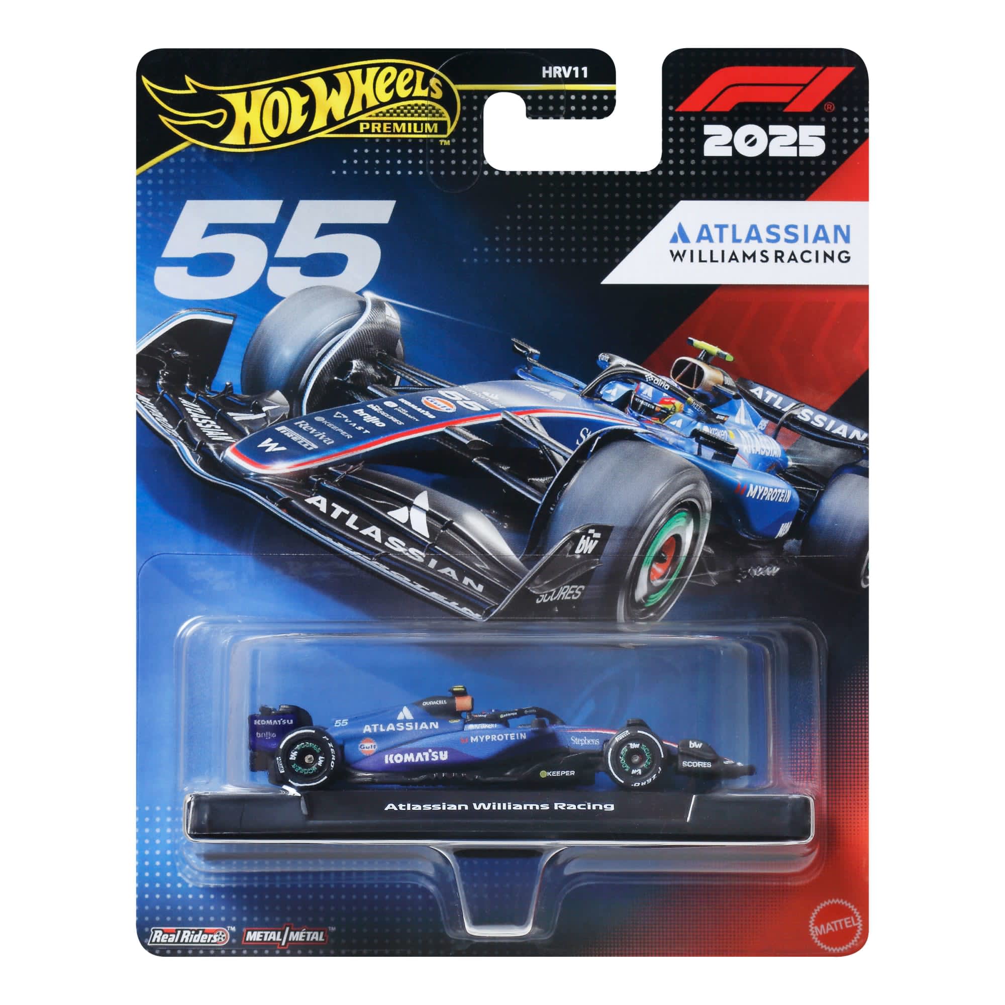 Hot Wheels Scale 1:64 Premium Formula F1 2025 Diecast Model Cars - Atlassian Williams Racing Formula 1 Team (#55)