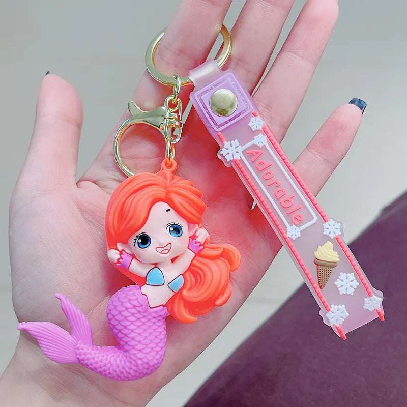 Adorable 3D Silicon Keychain With Bagcharm and Strap (Select from Dropdown)