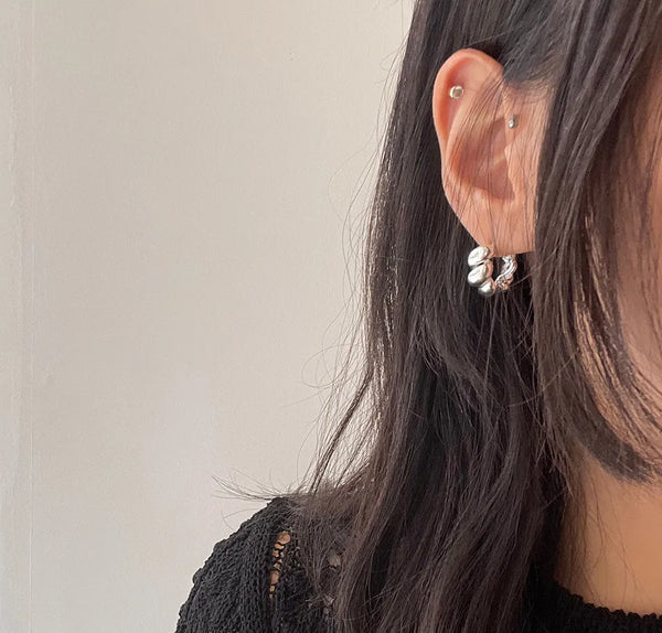 Twisted Croissant Minimal Hoops (Select From Drop Down Menu)