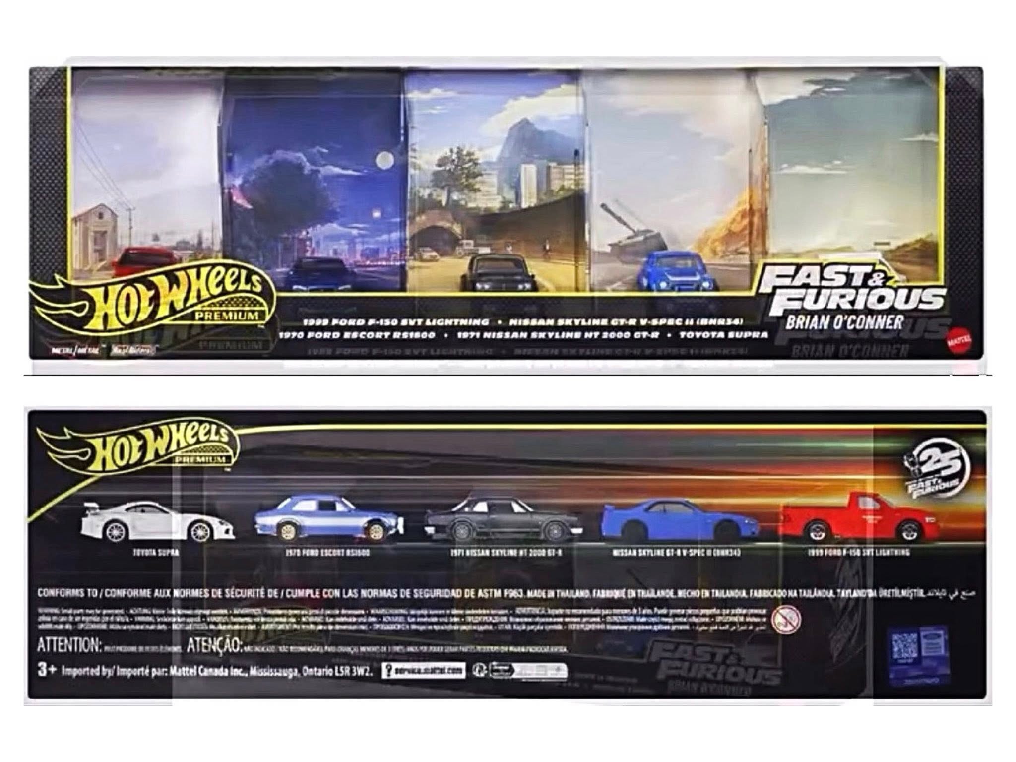 Hot Wheels Premium Fast & Furious Brian O'Conner 4-Car Collector Set | 1:64 Diecast