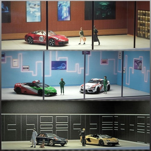 Luxury Miniature Car Showroom Decor Diecast Organizers With Lights for 1:24, 1:43 & 1:64 Models