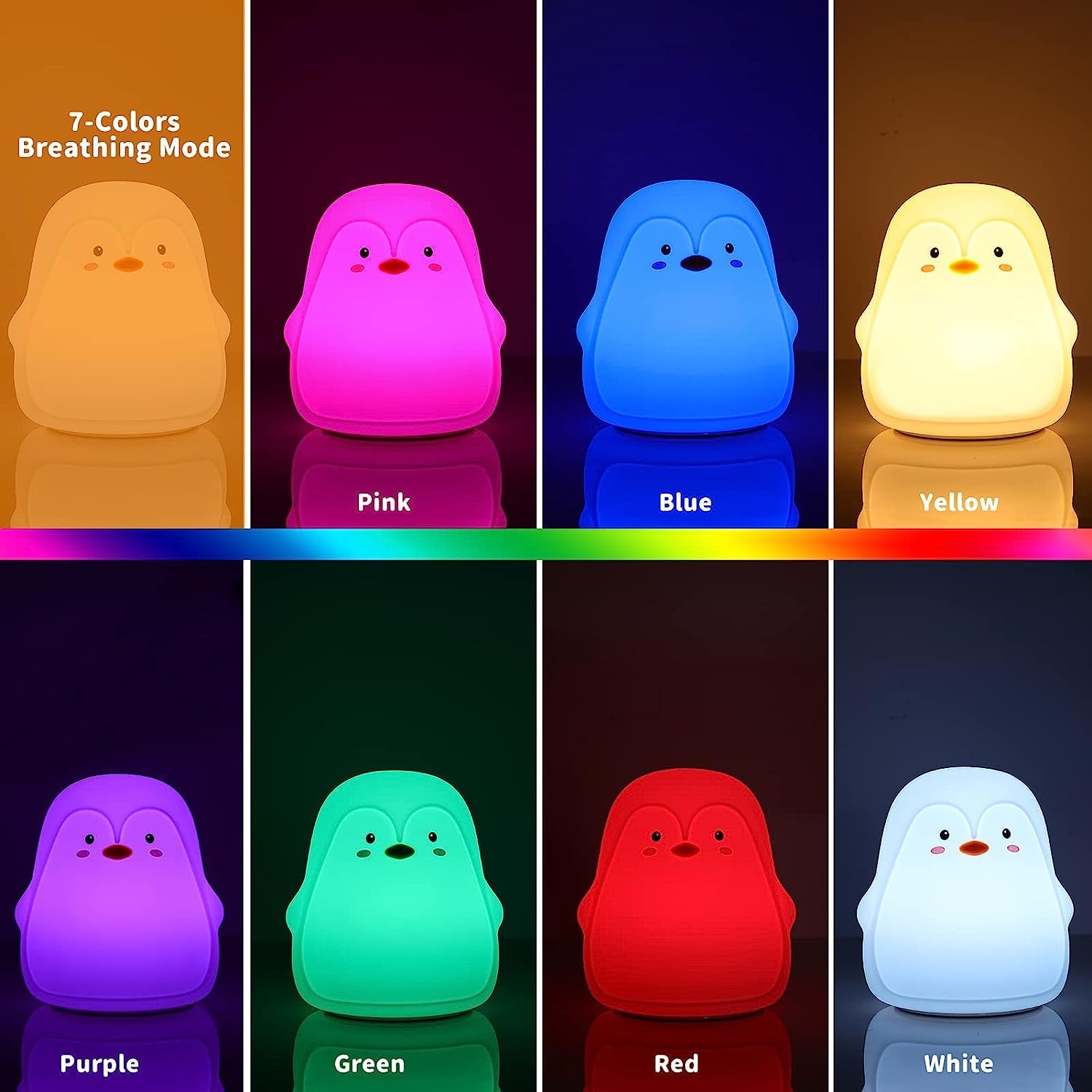 Penguin 3D Silicon Color-Changing Lamp