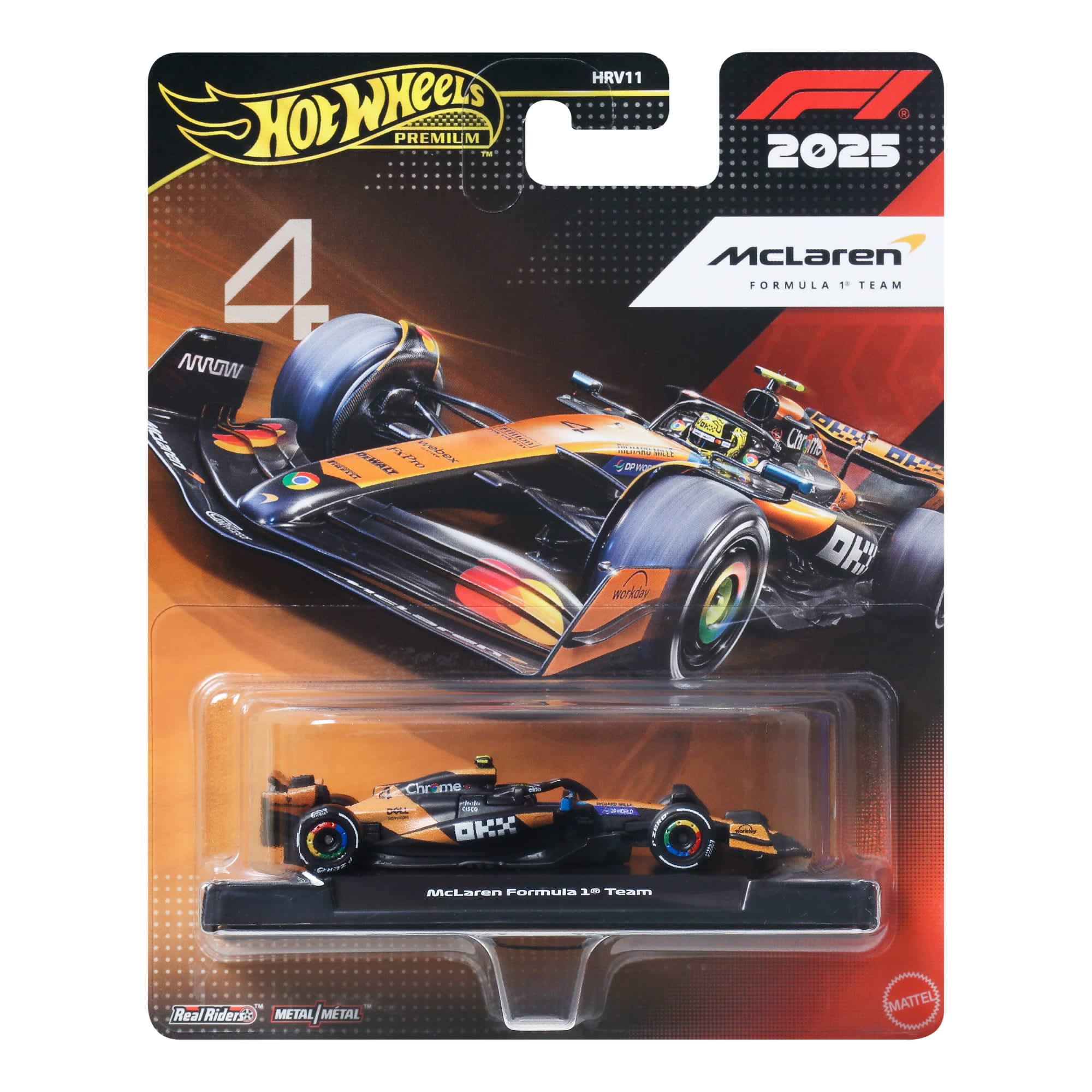 Hot Wheels Scale 1:64 Premium Formula F1 2025 Diecast Model Cars - Mclaren Formula 1 Team (#4)