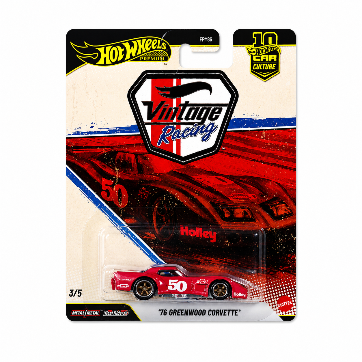 Hot Wheels Premium Vintage Racing ’76 Greenwood Corvette Imported 1:64 Scale Die-Cast Car