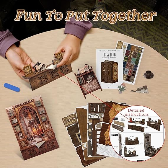 DIY Miniature House Kit for Bookshelf Decor