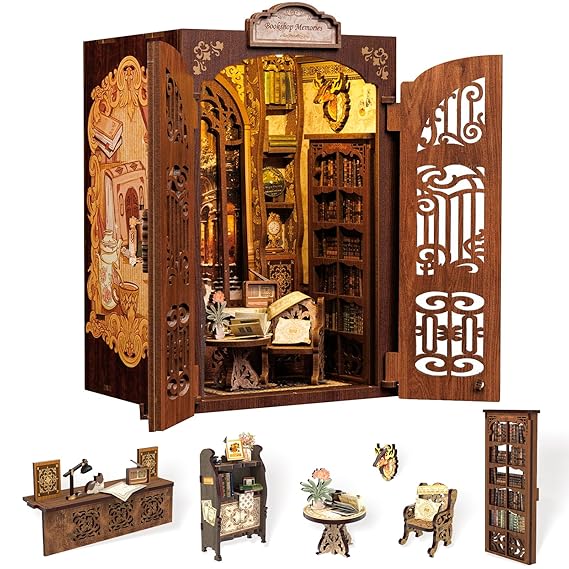 DIY Miniature House Kit for Bookshelf Decor