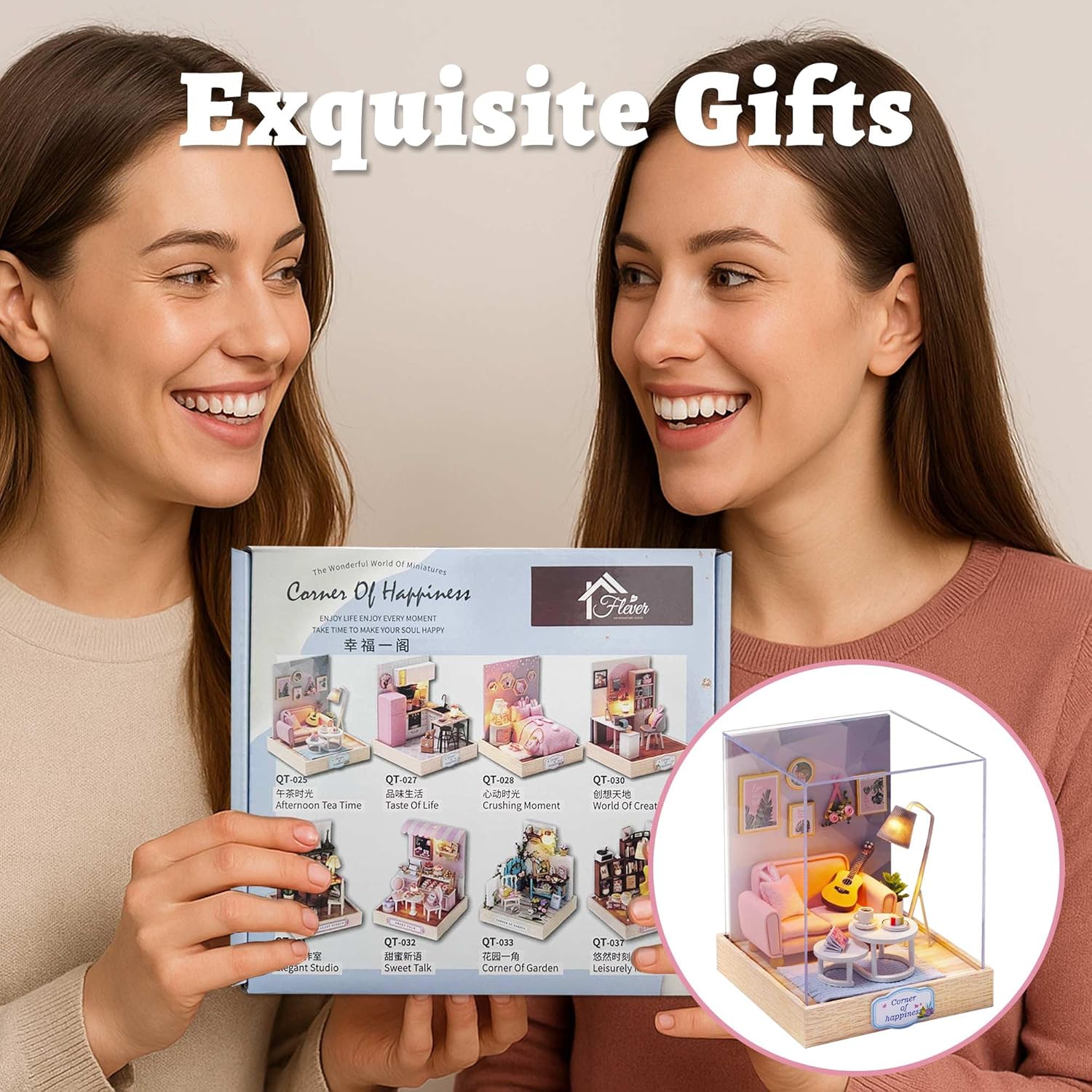 Cuteroom Diy Dollhouse - Corner of Happiness Series Miniature Kit - Afternoon Tea Time