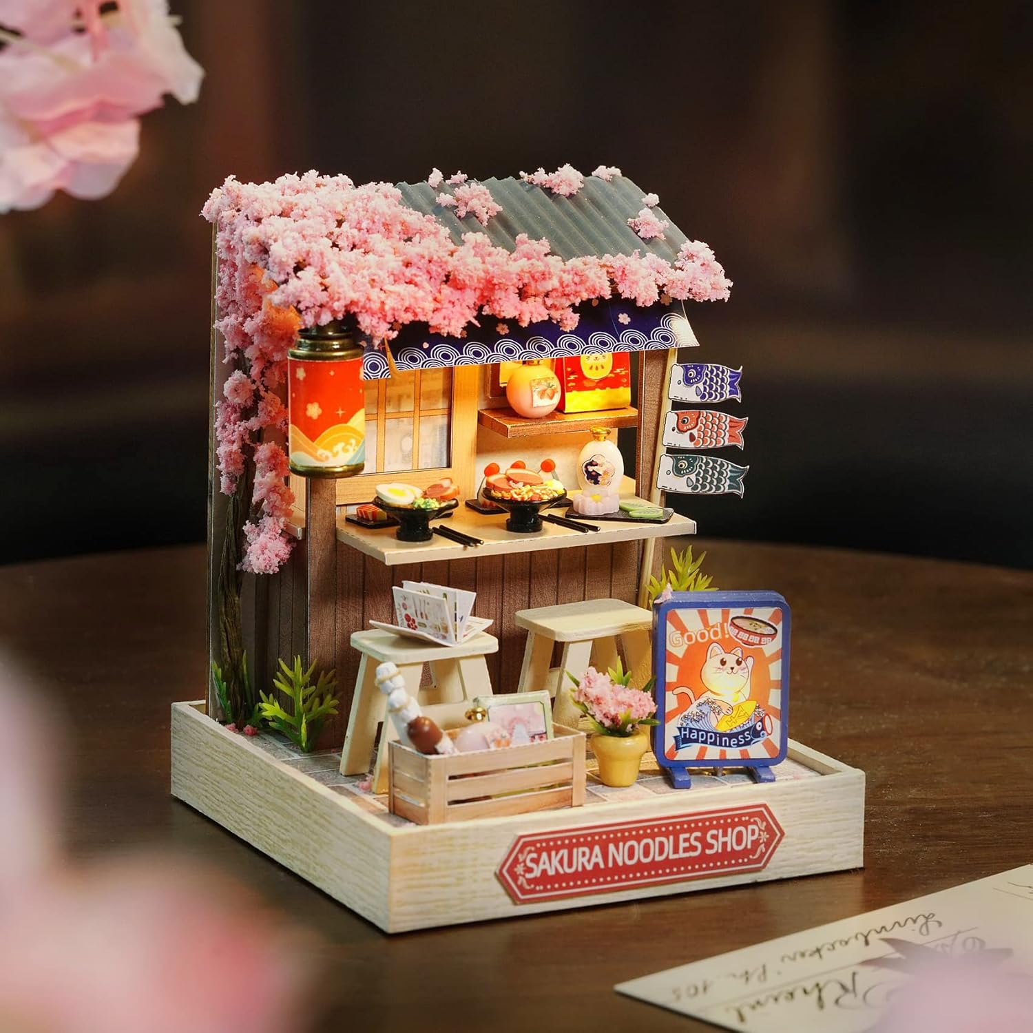 Cuteroom Diy Dollhouse - Corner of Happiness Series Miniature Kit - Sakura Noodles Shop