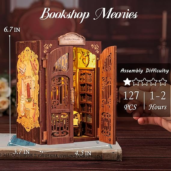 DIY Miniature House Kit for Bookshelf Decor