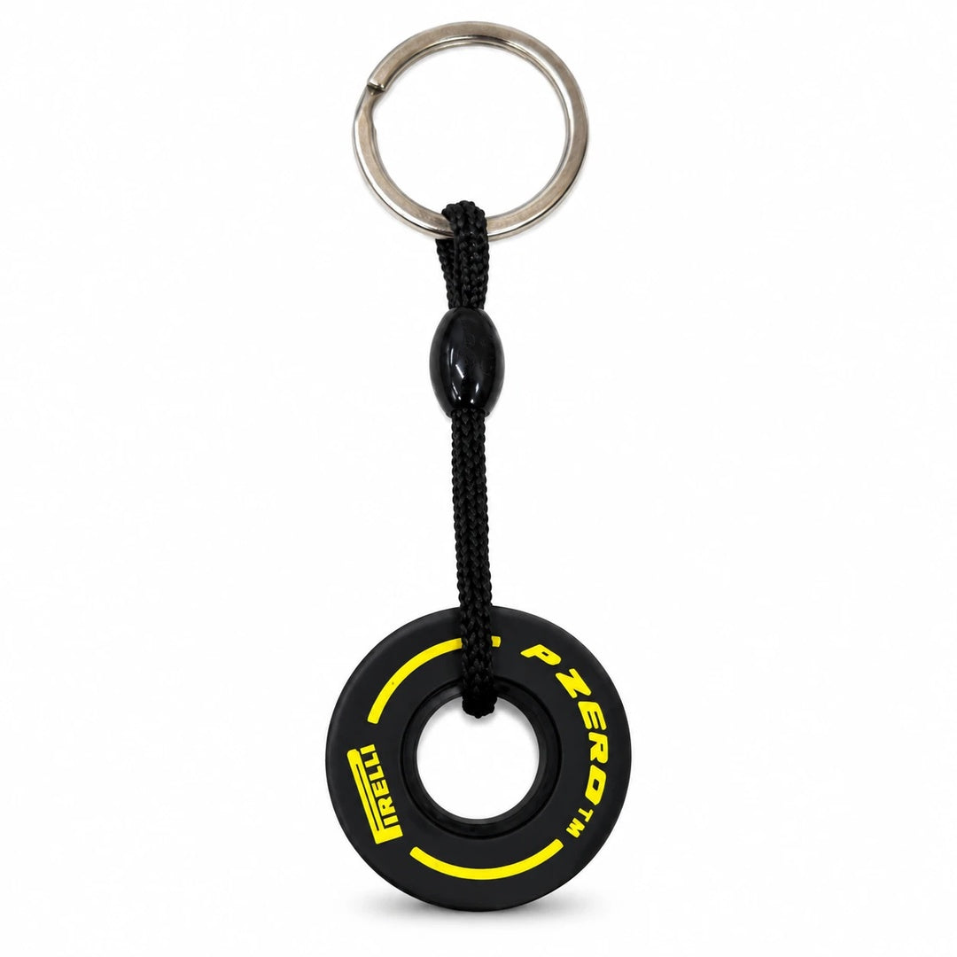 F1 Theme Tyre 3D Rubber Keychain - Yellow