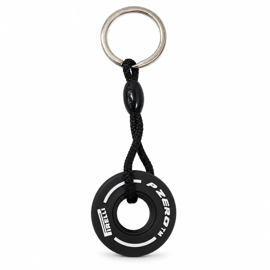 F1 Theme Tyre 3D Rubber Keychain - White