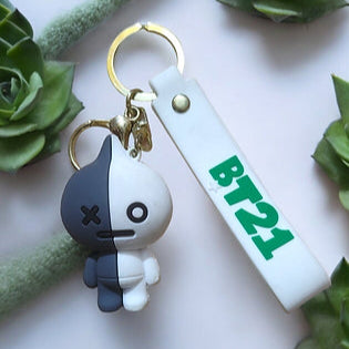 Bts / Bt21 3D Silicon Keychains with Bagcharm and Strap ( Select From Dropdown Menu)