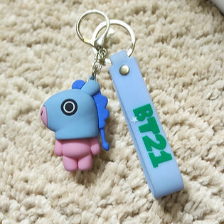 Bts / Bt21 3D Silicon Keychains with Bagcharm and Strap ( Select From Dropdown Menu)