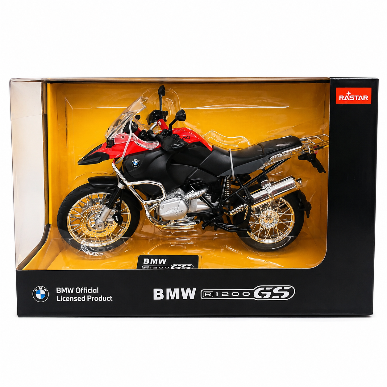 Rastar BMW R 1200 GS Diecast Motorcycle Model – 1/9 Scale Metal & Plastic Adventure Bike Replica(Red & Black)