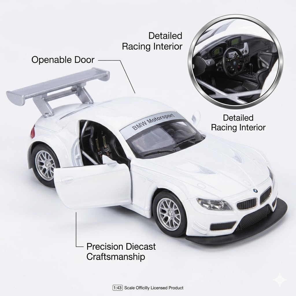MSZ Imported BMW Z4 GT3 1:43 Scale Diecast Metal Car Model