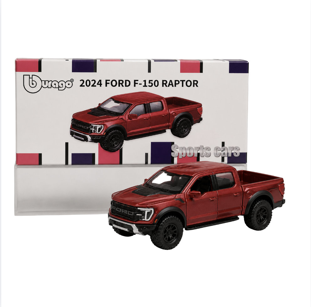 Bburago 2024 Ford F-150 Raptor Red Diecast Model